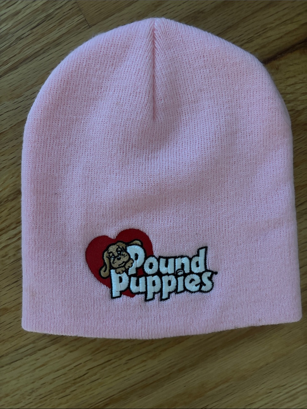 Pound Puppies Light Pink Logo Knit Beanie